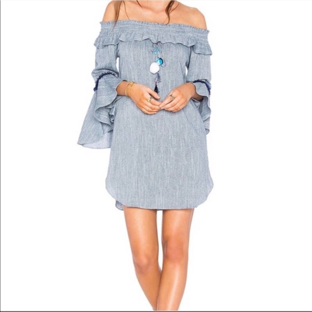 Misa Los Angeles Vanessa Denim Off Shoulder Dress